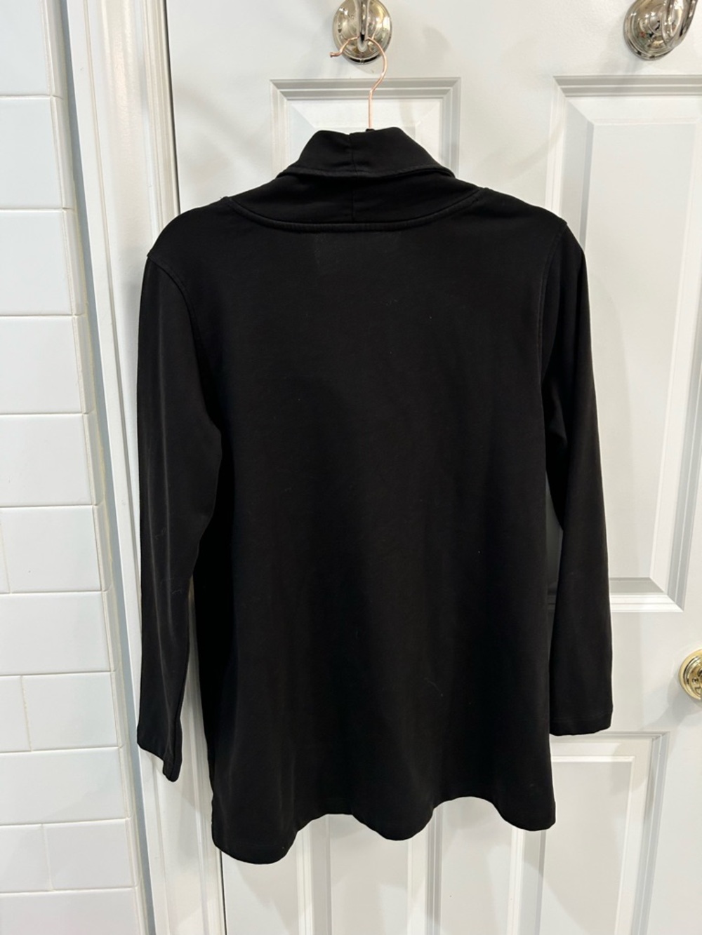 Soft Surroundings Brinley French Terry Tunic Black Cowl Neck Buttons Size S New - Picture 4 of 10
